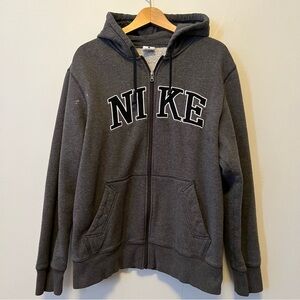 Y2K Nike Zip Up Collegiate Style Hoodie Size‎ Large Distressed Grey